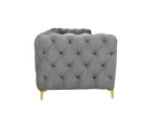 REGAL GREY TUFTED UPHOLSTERED 3-SEATER SOFA