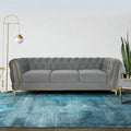 REGAL GREY TUFTED UPHOLSTERED 3-SEATER SOFA