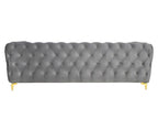 REGAL GREY TUFTED UPHOLSTERED 3-SEATER SOFA