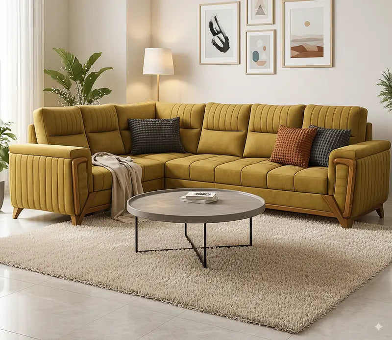 REGAL MUSTARD COMFORT L-SHAPE SOFA