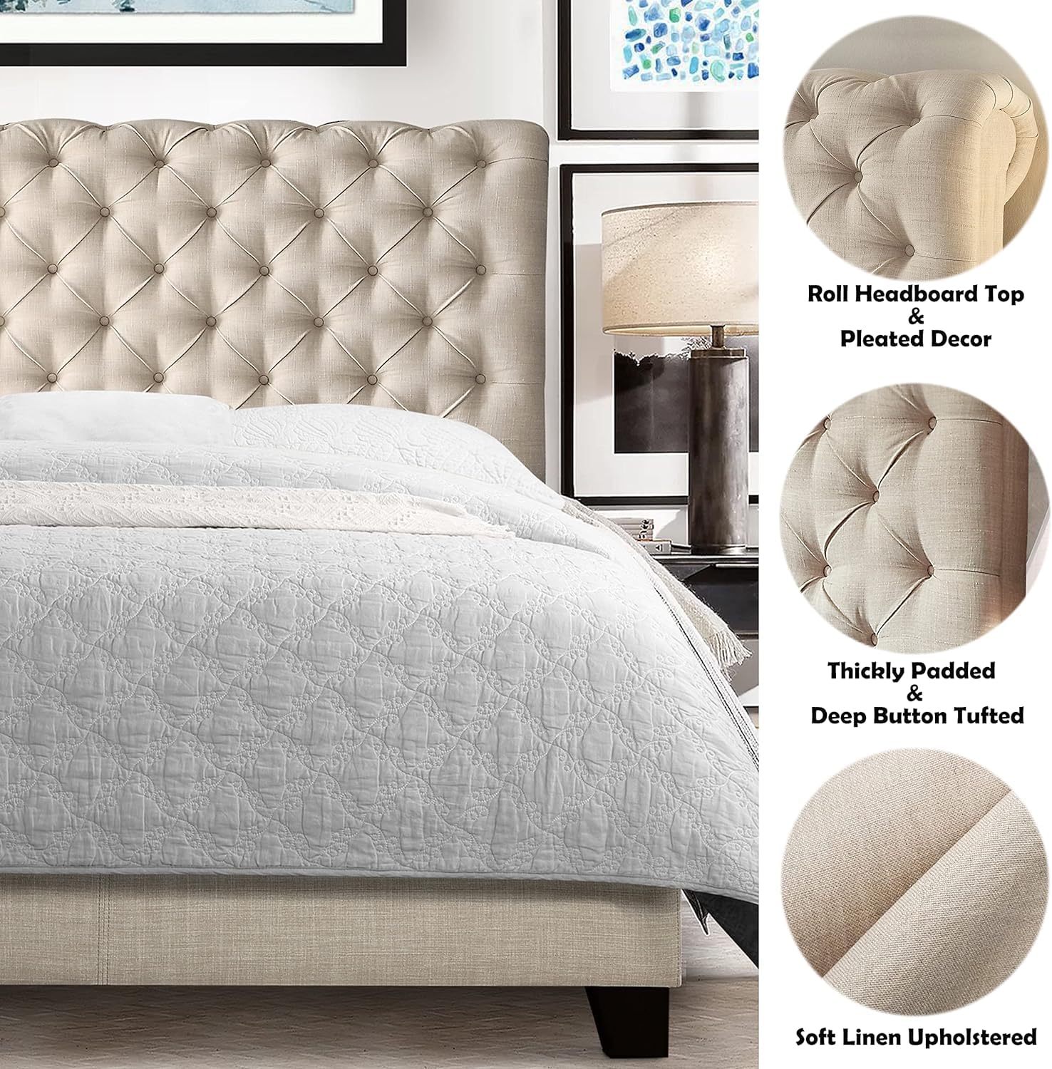 REGAL TUFT LUXUARY UPHOLSTERED BED