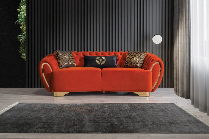 REGALIA TUFTED VELVET SOFA 3 SEATER