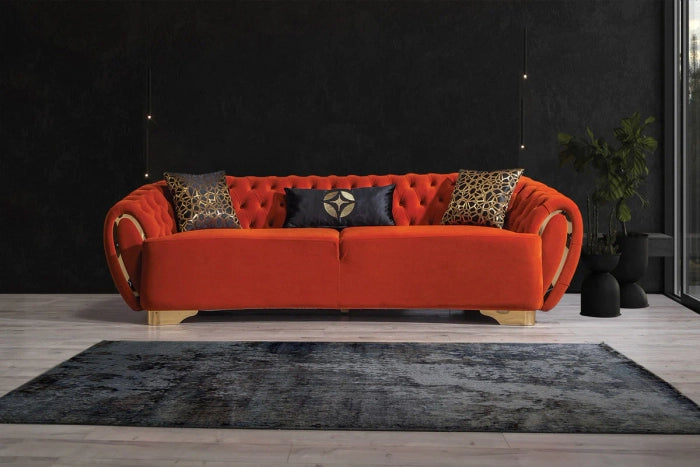 REGALIA TUFTED VELVET SOFA 3 SEATER