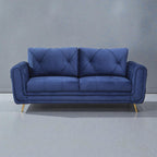 ROYAL AZURE TUFTED VELVET 3-SEATER SOFA