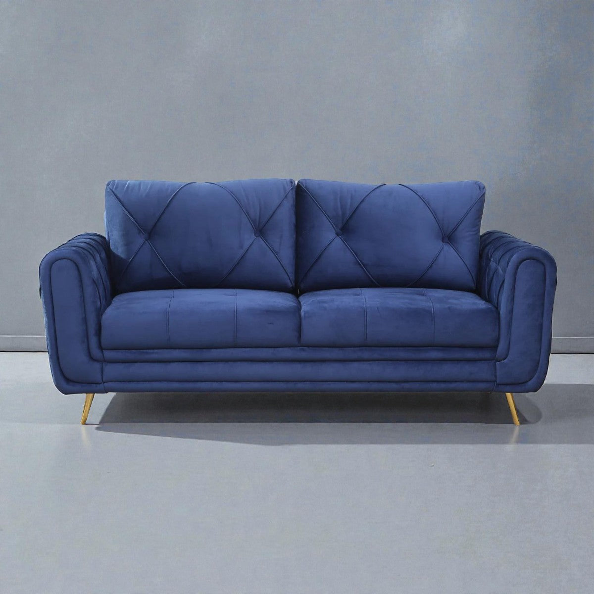 ROYAL AZURE TUFTED VELVET 3-SEATER SOFA