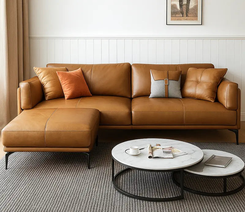 SADDLE LUXE LEATHER L-SHAPE SOFA