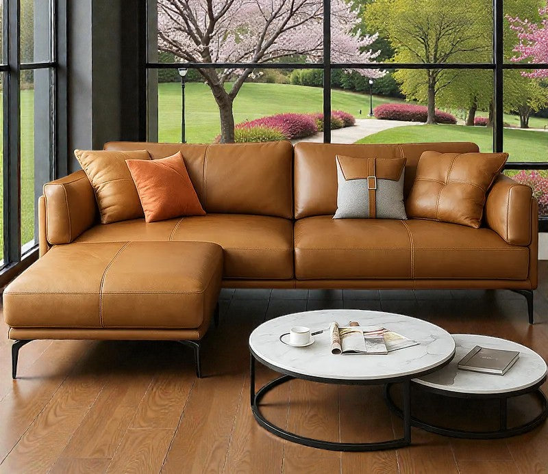 SADDLE LUXE LEATHER L-SHAPE SOFA