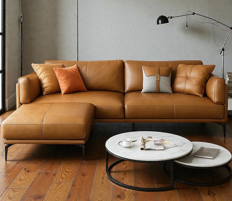 SADDLE LUXE LEATHER L-SHAPE SOFA