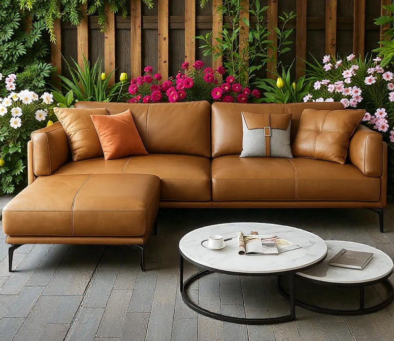 SADDLE LUXE LEATHER L-SHAPE SOFA
