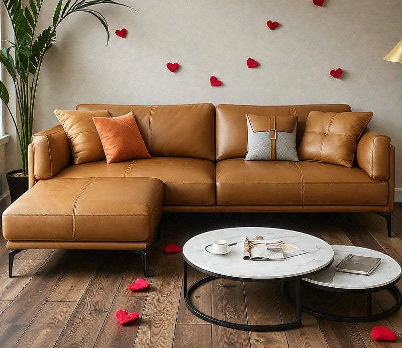 SADDLE LUXE LEATHER L-SHAPE SOFA