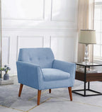 SKYLINE FABRIC ACCENT ARMCHAIR WITH WOODEN LEGS