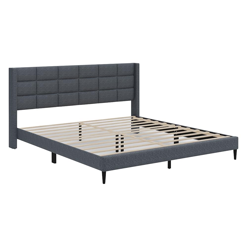 SLATE GRID UPHOLSTERED BED