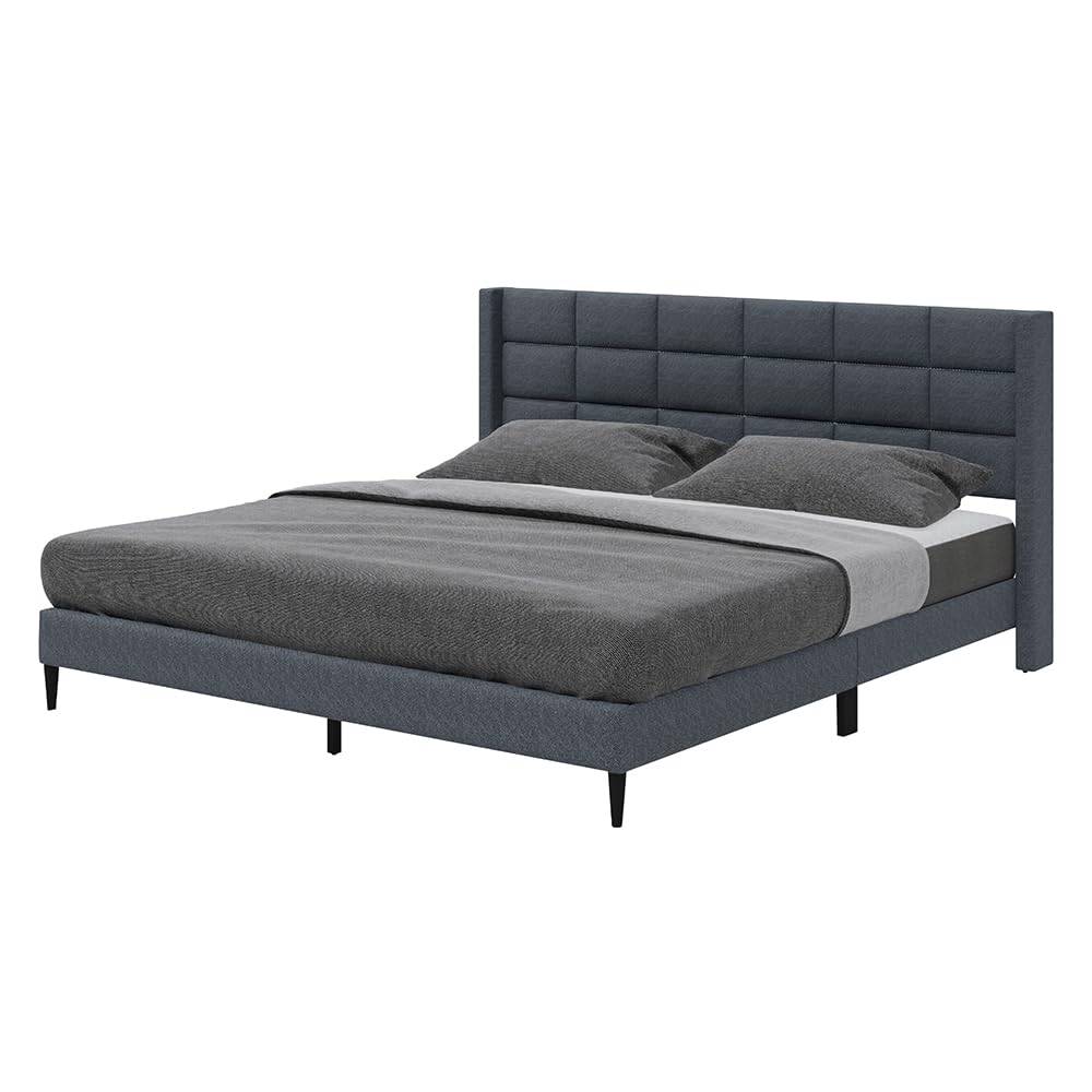 SLATE GRID UPHOLSTERED BED