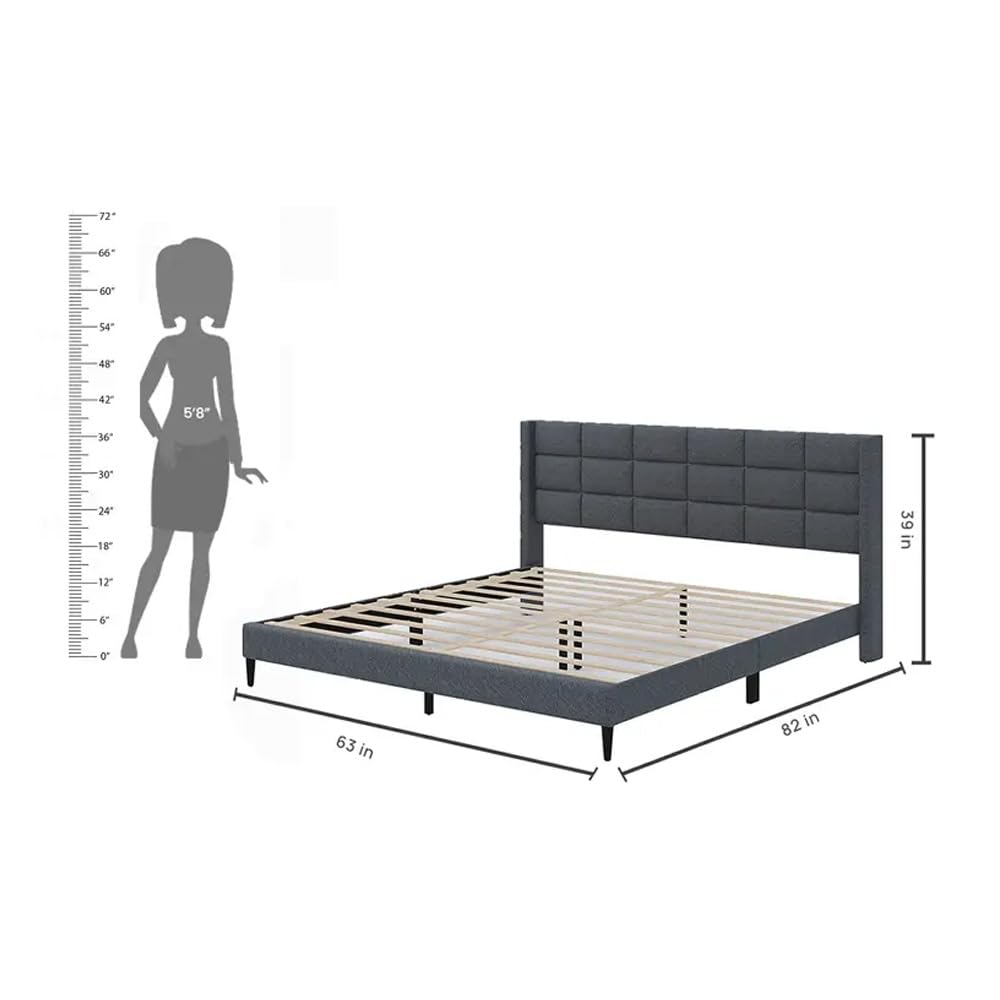 SLATE GRID UPHOLSTERED BED