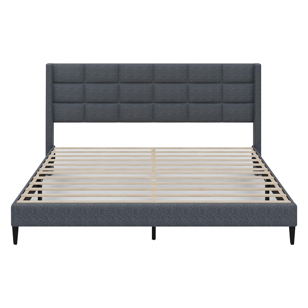 SLATE GRID UPHOLSTERED BED