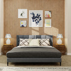 SLATE GRID UPHOLSTERED BED