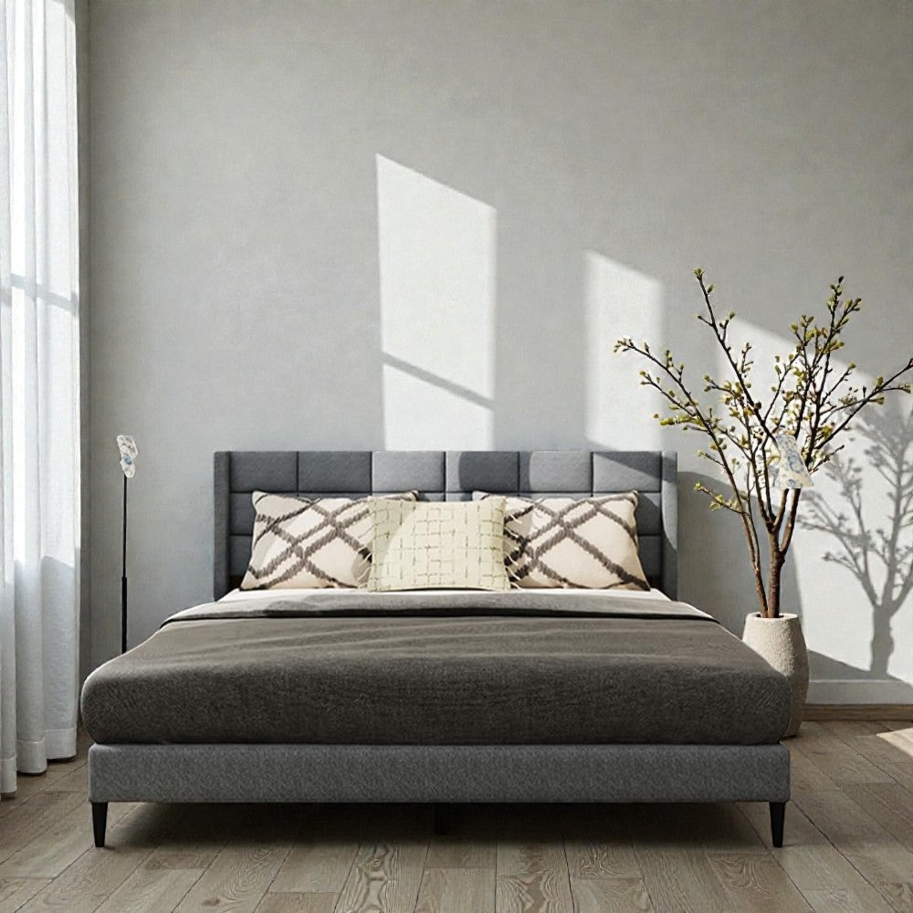 SLATE GRID UPHOLSTERED BED