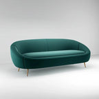 VERDEA CURVE GREEN UPHOLSTERED 6-SEATER SOFA + 2 PUFFIES+2 HIGH BACK CHAIRS