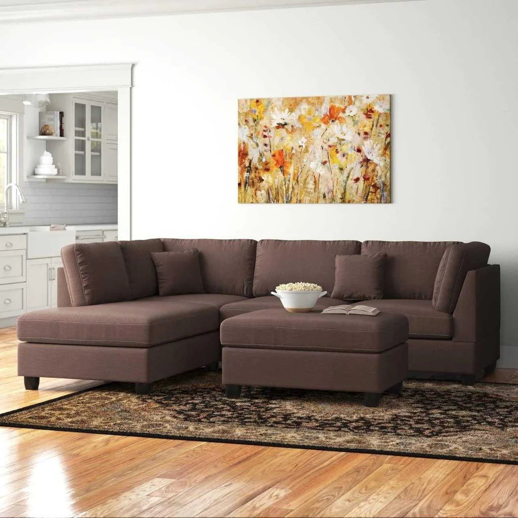 MILANO LUXE L-SHAPE SECTIONAL SOFA WITH OTTOMAN