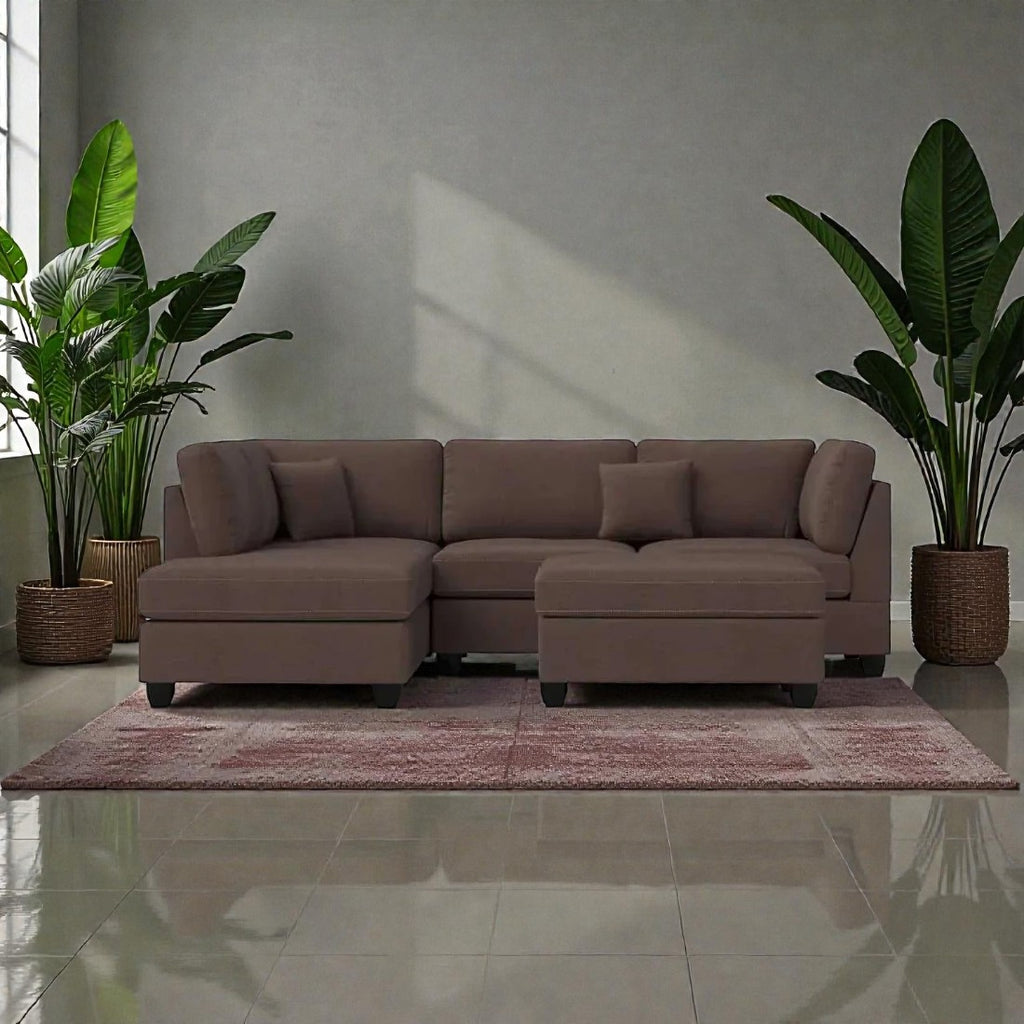 MILANO LUXE L-SHAPE SECTIONAL SOFA WITH OTTOMAN