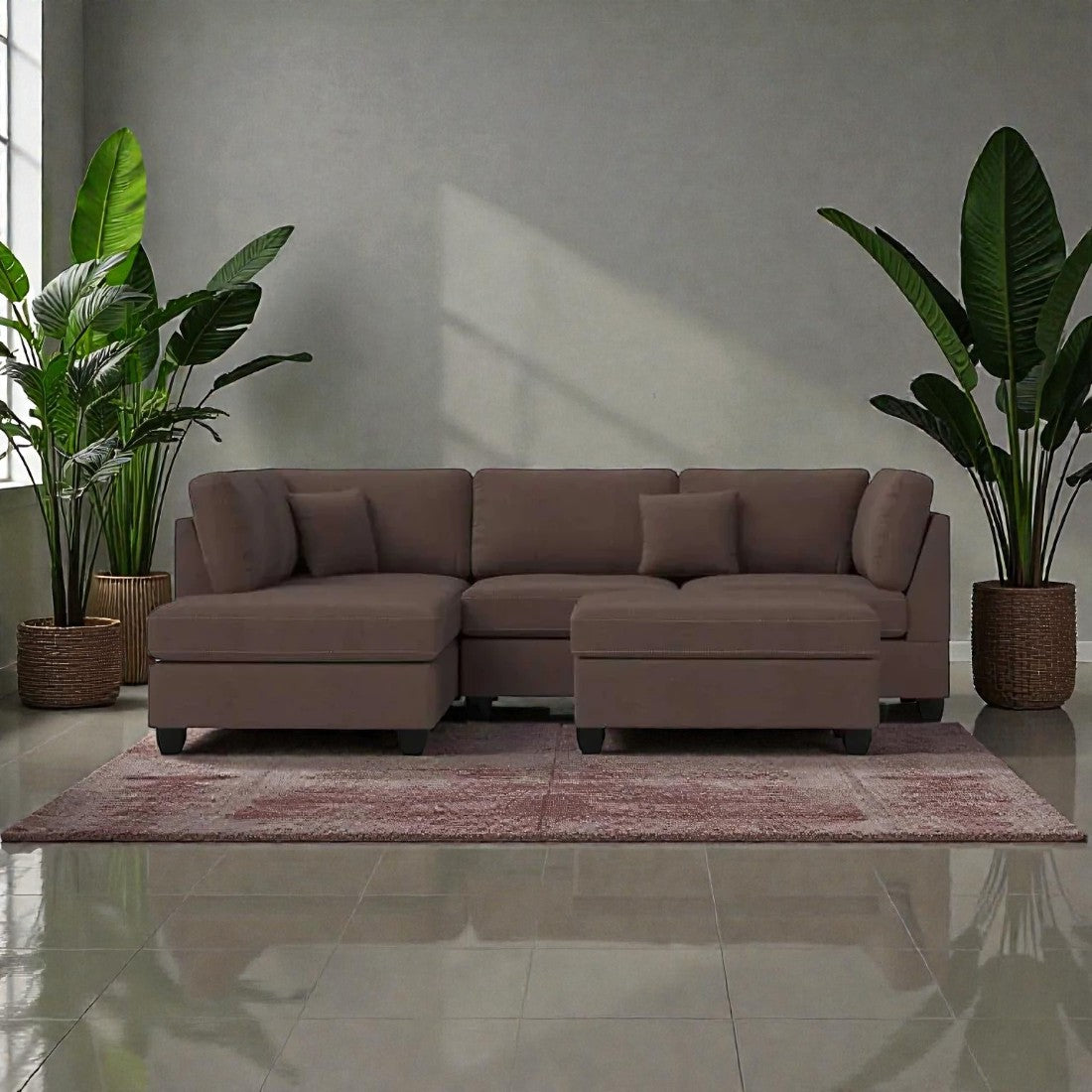 MILANO LUXE L-SHAPE SECTIONAL SOFA WITH OTTOMAN