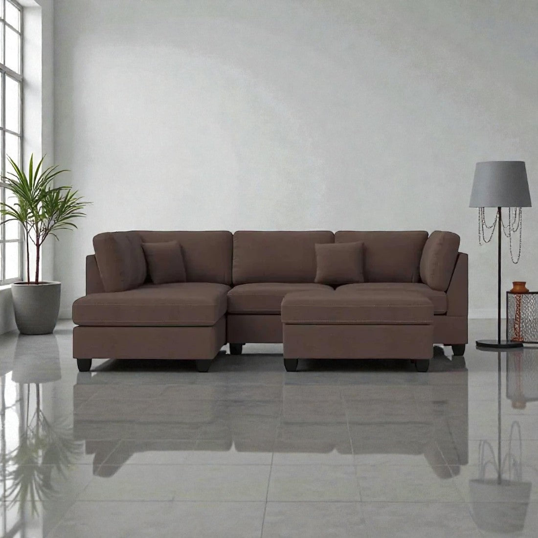 MILANO LUXE L-SHAPE SECTIONAL SOFA WITH OTTOMAN