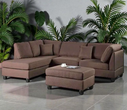 MILANO LUXE L-SHAPE SECTIONAL SOFA WITH OTTOMAN