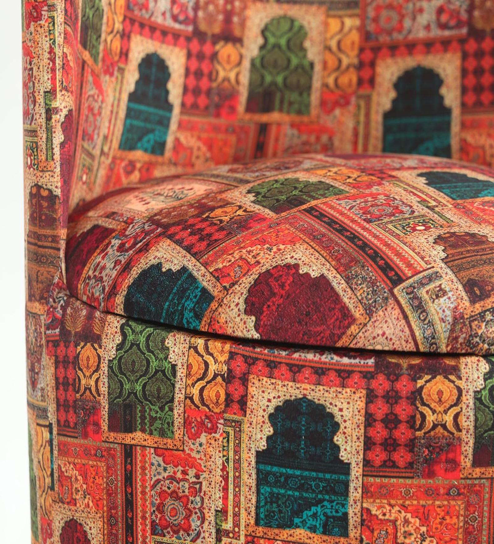 MEHER HERITAGE PRINT ACCENT CHAIR WITH OTTOMAN