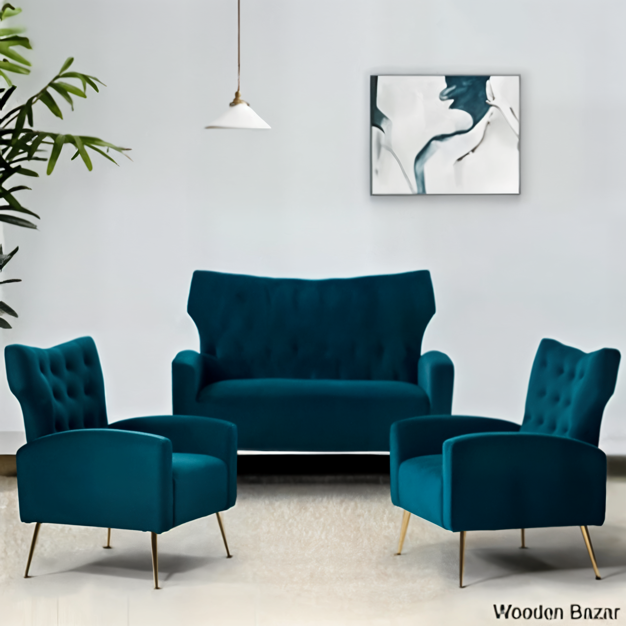 REGALIA GREEN SOFA SET 4 SEATHER
