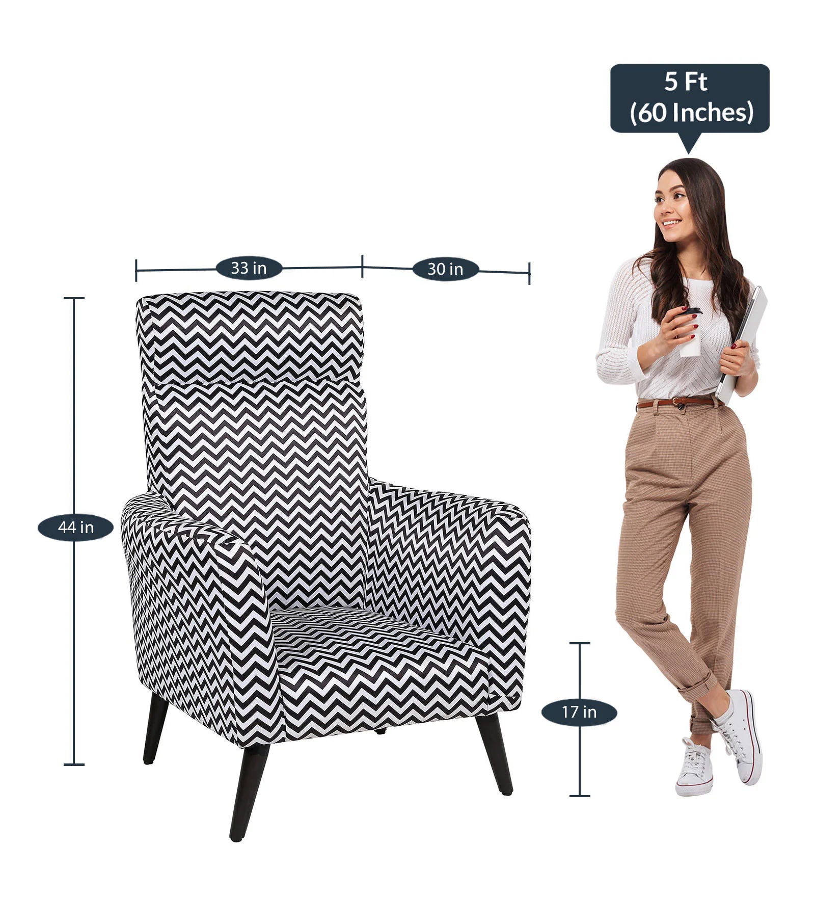 ZARA CHEVRON STATEMENT ACCENT CHAIR