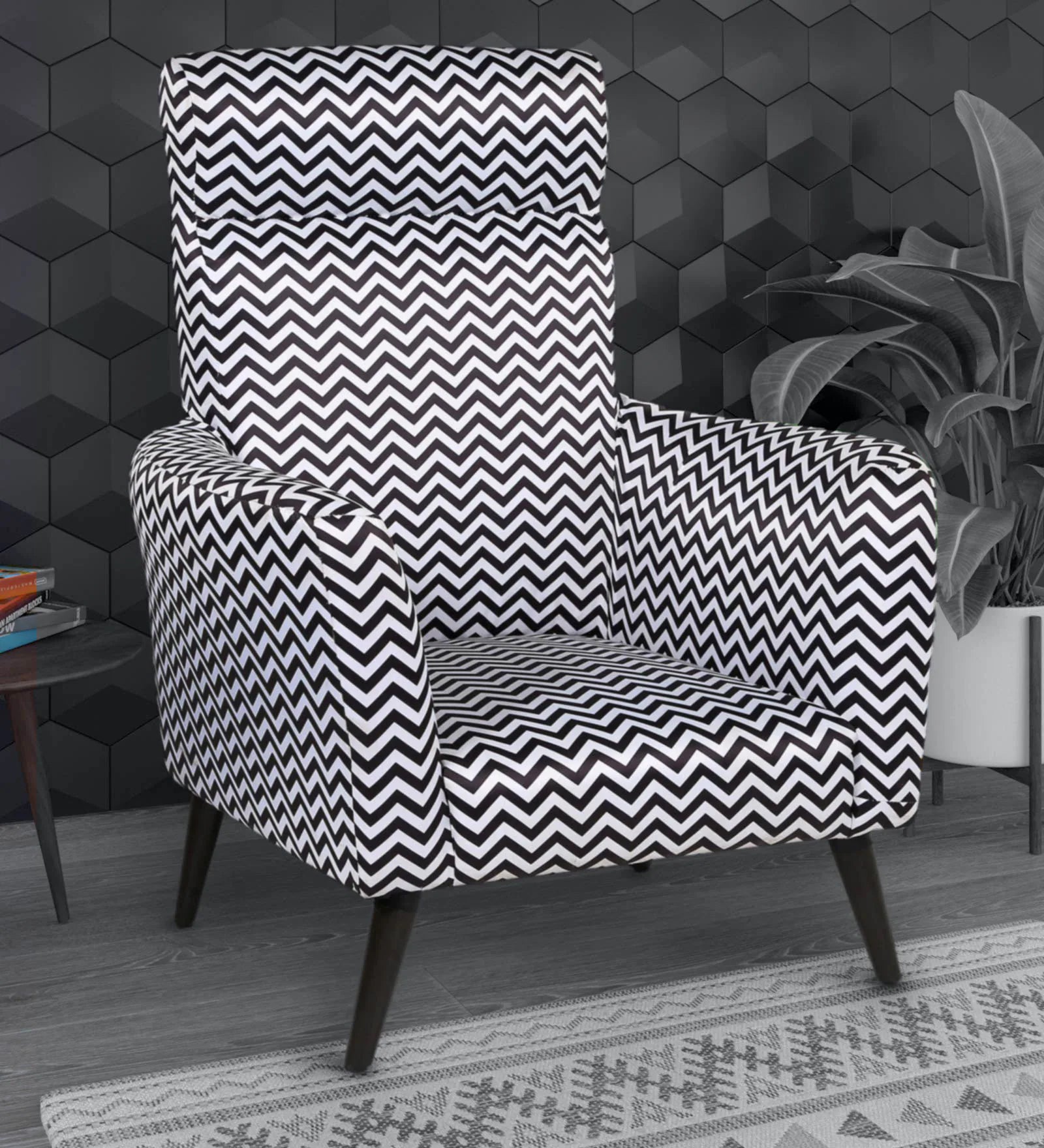 ZARA CHEVRON STATEMENT ACCENT CHAIR
